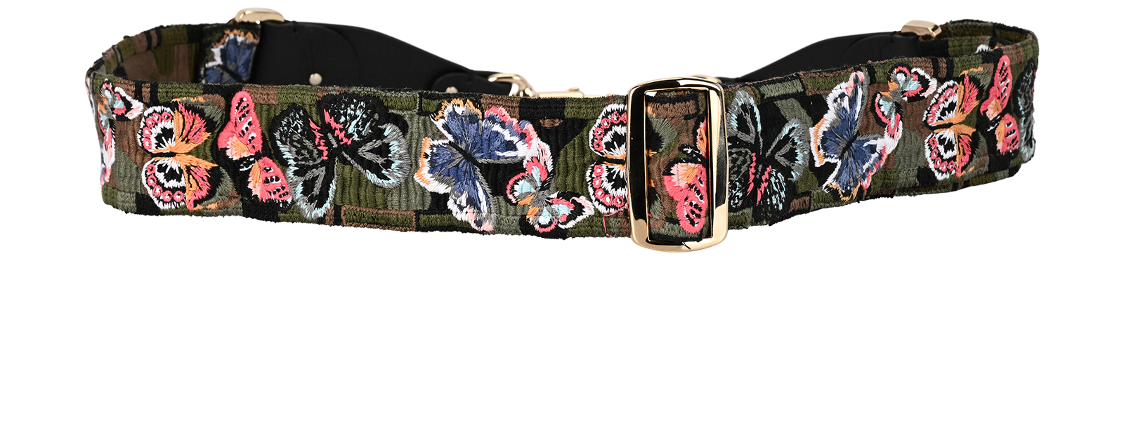 Valentino Garavani Butterfly Camo Bag Strap, &pound;150, Accessories, Black/Green, Fabric/Leather, Back view